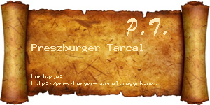 Preszburger Tarcal névjegykártya